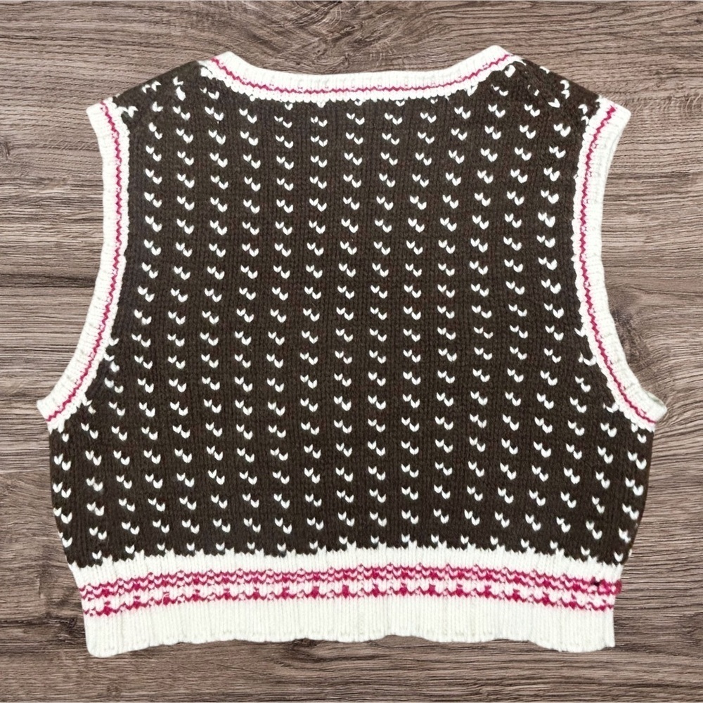 Cartonnier Anthropologie The Mini Vest Cropped Wool Blend Sweater Size Large - Picture 4 of 5